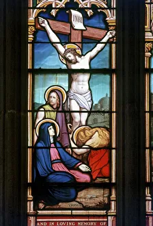 Stained glass window in All Saints Church established in 1854 in Coonoor