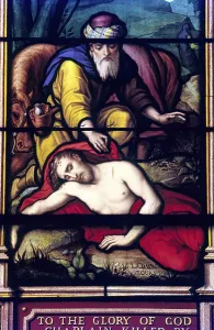 Stained glass window in All Saints Church established in 1854 in Coonoor