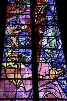 Stained glass window by Jacques Villon in the sacrament chapel of the Gothic Saint-Etienne Cathedral
