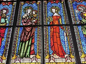 Stained glass window in nave, Freiburg Cathedral