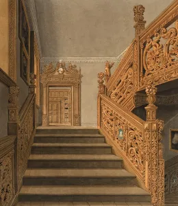 Staircase at Blithfield, country house in Staffordshire