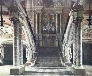 The staircase in Bruehl Palace in 1910