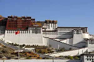 Stairway to Potala winter palace of the Dalai Lama Lhasa Tibet China