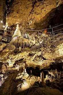 Stalagmites and stalactites in a cave