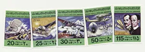 Stamps from Libya, aviation pioneers, 90s