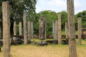 Standing Buddha statue in Atadage building in the Quadrangle