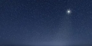 The star shines over the manger of Jesus Christ