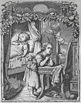 Start with God, historic steel engraving from 1860