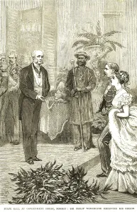 State ball at government house, sir Philip Wodehouse receiving his guests, Bombay now Mumbai, Maharashtra, India, Asia