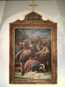 Stations of the Cross by an unknown artist in the ambulatory of the Catholic pilgrimage church of the Holy Trinity in