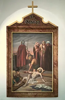 Stations of the Cross by an unknown artist in the ambulatory of the Catholic pilgrimage church of the Holy Trinity in