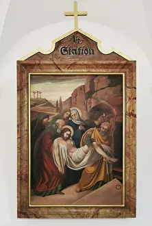 Stations of the Cross by an unknown artist in the ambulatory of the Catholic pilgrimage church of the Holy Trinity in
