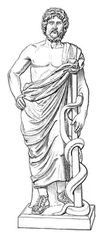 Statue of Asclepius with his serpent-entwined staff