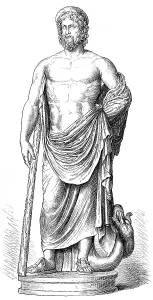 Statue of Asclepius with his serpent-entwined staff