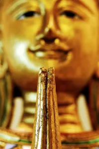 Category Buddhism Prints: Statue of a Buddha, detail