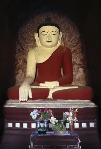 The statue of Buddha in a pagoda