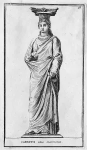 Statue of a caryatid, a sculpture representing a woman