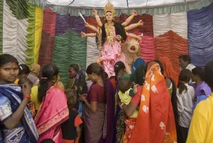 Statue of Durga goddess in Durga puja