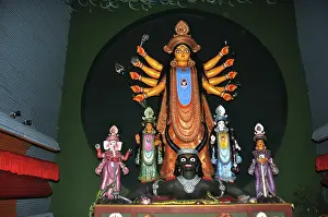 Statue of goddess durga killing mahishasura