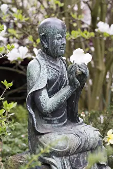 Statue in the Japanese Garden of the Bayer AG