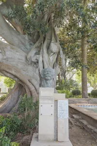 Statue Jose Marti, Old giant Moreton Bay fig (Ficus macrophylla)