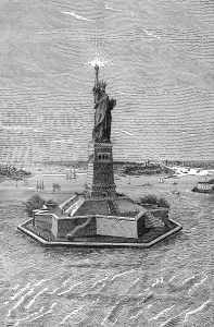 Statue of Liberty in New York, historical engraving