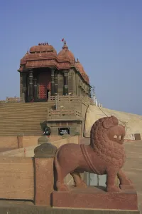 Statue of lion at Vivekananda Memorial located on Rocky Island