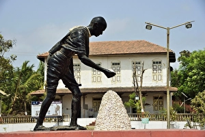 Statue of Mahatma Gandhi collecting salt, Dandi, Gujarat, India, Asia