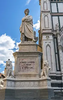 Statue and Monument to Dante Alighieri in Piazza Santa Croce