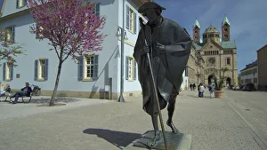 Statue pilgrims in Speyer, Germany, Europe