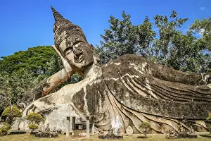 Statue of Reclining Buddha in the Park near Vientiane