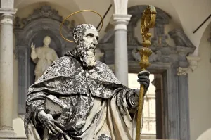 Statue of St Benedict of Nursia by sculptor P