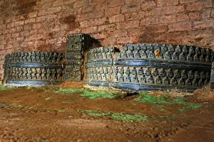 Statues of Buddha and remains of ancient Nalanda university