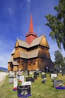 Stave Church, Cemetery, Ringebu, Norway, Europe