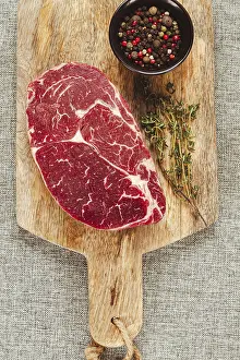 Steak made from fresh beef, with herbs and various spices