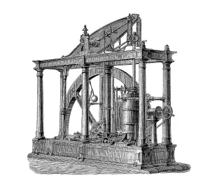 Steam engines of the 19th century: Machine with balancer according to Watt