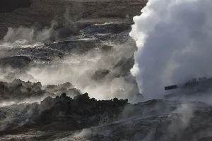 Steam evaporating of the ground at Gunnuhver