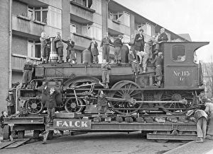 Steam locomotive off the tracks