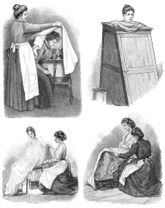 Steam therapy, 19th Century health guide illustration