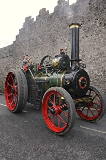 Steam tractor in operation, road locomotive as an agricultural tractor
