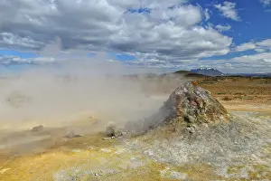 Steaming fumarole and solfatare