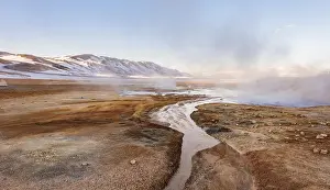 Steaming river in the geothermal area Hverarond