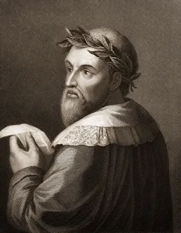 Steel engraving, c. 1860, Ludovico Ariosto or Ariost