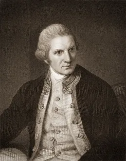 Steel engraving, c. 1860, portrait of Captain James Cook