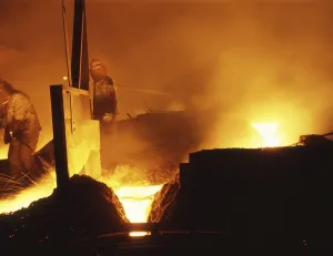Steel production at Hoesch AG Westfalenhuette on 6