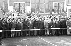 Steelworkers at Orenstein & paddock gathered for a spontaneous strike for wages behind the gates of their factory in