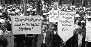 Steelworkers at the Thyssen works in Duisburg took to the streets out of concern for their jobs on 22