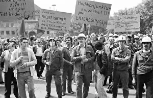 Steelworkers at the Thyssen works in Duisburg took to the streets out of concern for their jobs on 22