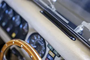 Steering Wheel and Instrument Panel on an Old Classic Car in Switzerland