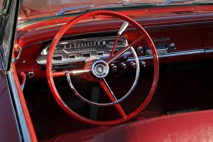 Steering wheel in a vintage car